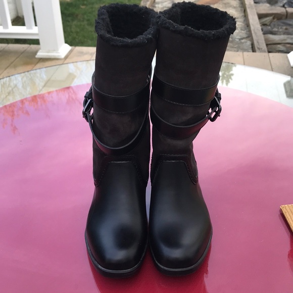 Coach Shoes Coach Zena Motorcycle Boots Leather And Suede Poshmark